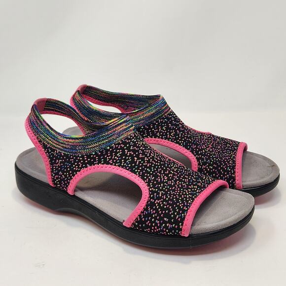 TRAQ by Alegria Qeen Funplex Pink Dream Knit Sport Sandals Size 38 US 8 Comfort - Picture 1 of 8